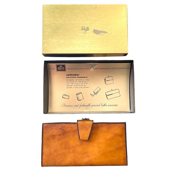 Rolfes Vintage Leather Wallet Setmaker IOB Kisslock Cowhide IOB - Picture 5 of 6